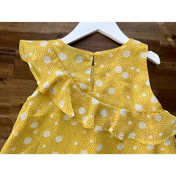 Mayoral Yellow Dot Sleeveless Ruffle Flounce Dress European Preppy Summer Spring - Picture 7 of 8